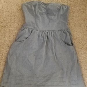 Blue strapless dress